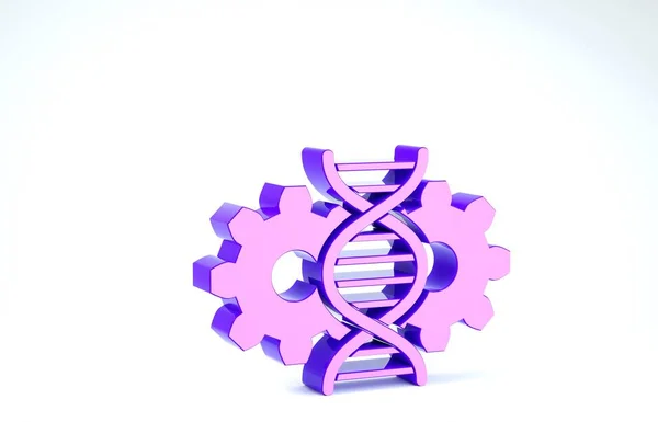Фиолетовый ген редактирования значок изолирован на белом фоне. Генная инженерия. Исследования ДНК, исследования. 3D-рендеринг — стоковое фото