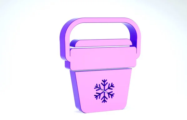 Purple Cooler icono de la bolsa aislado sobre fondo blanco. Bolsa congeladora portátil. Refrigerador de mano. 3D ilustración 3D render — Foto de Stock