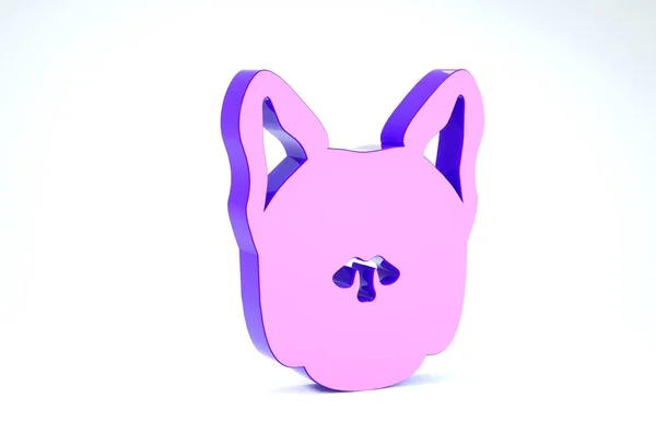 Perro púrpura icono aislado sobre fondo blanco. 3D ilustración 3D render — Foto de Stock