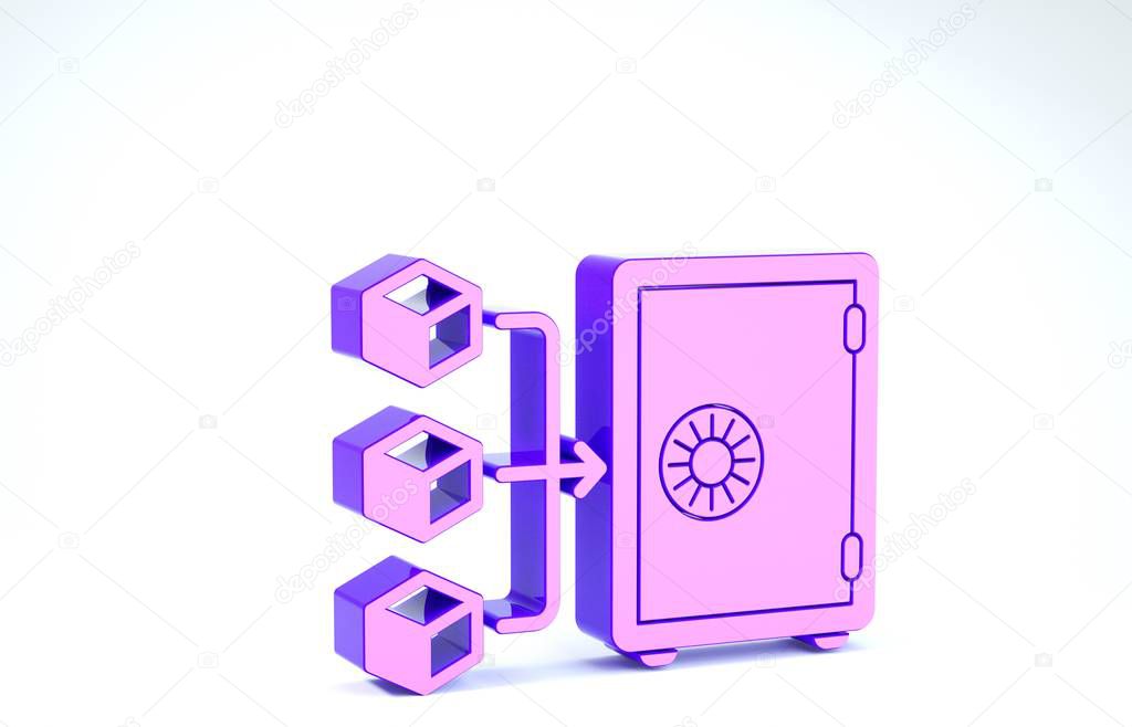 Purple Proof of stake icon isolated on white background. Cryptocurrency economy and finance collection. 3d illustration 3D render