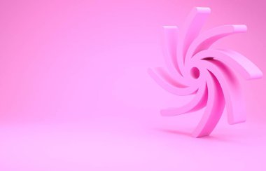 Pembe Tornado simgesi pembe arkaplanda izole edilmiş. Kasırga, kasırga, fırtına bacası, kasırga ya da hortum ikonu. Minimalizm kavramı. 3d illüstrasyon 3d canlandırma