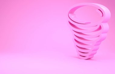 Pembe Tornado simgesi pembe arkaplanda izole edilmiş. Kasırga, kasırga, fırtına bacası, kasırga ya da hortum ikonu. Minimalizm kavramı. 3d illüstrasyon 3d canlandırma