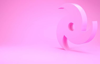 Pembe Tornado simgesi pembe arkaplanda izole edilmiş. Kasırga, kasırga, fırtına bacası, kasırga ya da hortum ikonu. Minimalizm kavramı. 3d illüstrasyon 3d canlandırma