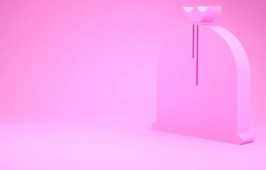 Pembe Korsan çuval ikonu pembe arka planda izole edilmiş. Minimalizm kavramı. 3d illüstrasyon 3d canlandırma