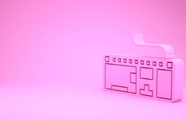Pembe Bilgisayar klavye simgesi pembe arkaplanda izole edildi. Bilgisayar bileşeni işareti. Minimalizm kavramı. 3d illüstrasyon 3B canlandırma