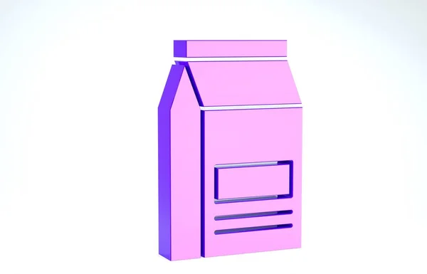 Purple Bag of food icoon geïsoleerd op witte achtergrond. Voedsel voor dieren. Huisdier voedselpakket. 3d illustratie 3d renderen — Stockfoto