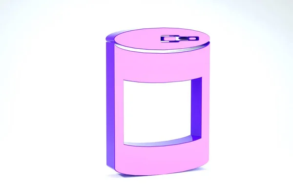 Фиолетовый консервы пищевой значок изолирован на белом фоне. Корм для животных. Корм для домашних животных. 3D-рендеринг — стоковое фото