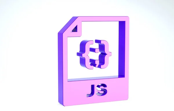Documento del file JS viola. Scarica l'icona del pulsante js isolato su sfondo bianco. Simbolo del file JS. Illustrazione 3d rendering 3D — Foto Stock