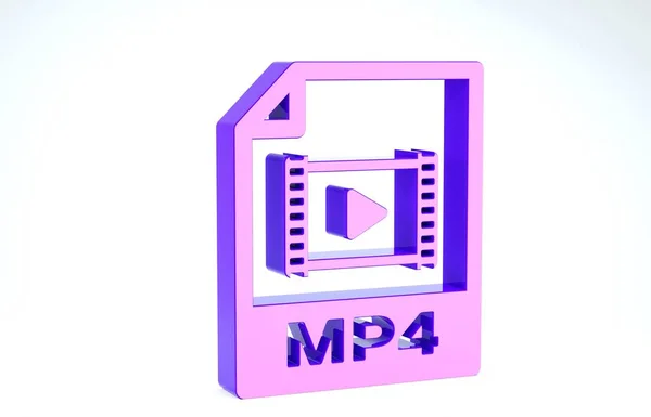 Purple MP4 file document. Download mp4 button icon isolated on white background. MP4 file symbol. 3d illustration 3D render — Stock fotografie