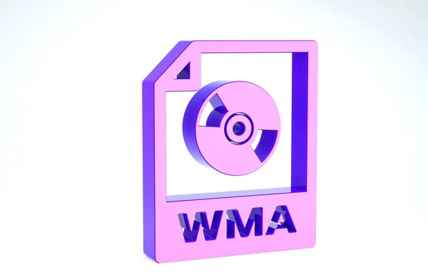 Purple WMA file document. Download wma button icon isolated on white background. WMA file symbol. Wma music format sign. 3d illustration 3D render — ストック写真