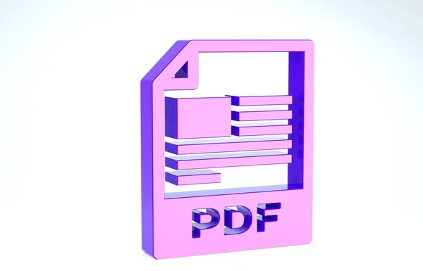 Purple PDF file document. Download pdf button icon isolated on white background. PDF file symbol. 3d illustration 3D render — ストック写真