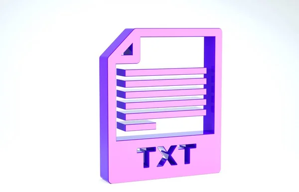 Documento de arquivo TXT roxo. Baixar ícone de botão txt isolado no fundo branco. Símbolo de extensão de ficheiro de texto. 3D ilustração 3D render — Fotografia de Stock