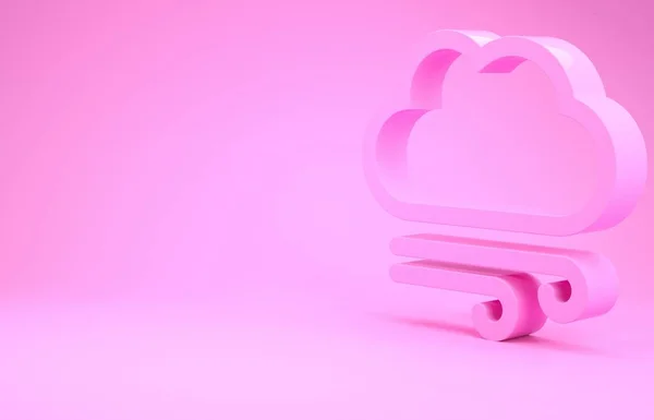 Pink Windy weather icon isolated on pink background. Cloud and wind. Minimalism concept. 3d illustration 3D render — Stock Photo, Image