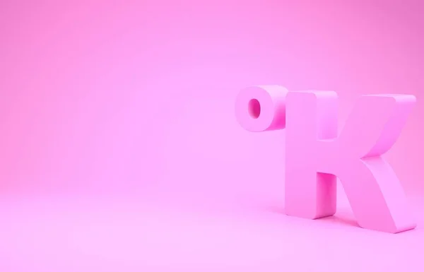 Rosa Kelvin-Symbol isoliert auf rosa Hintergrund. Minimalismus-Konzept. 3D Illustration 3D Renderer — Stockfoto