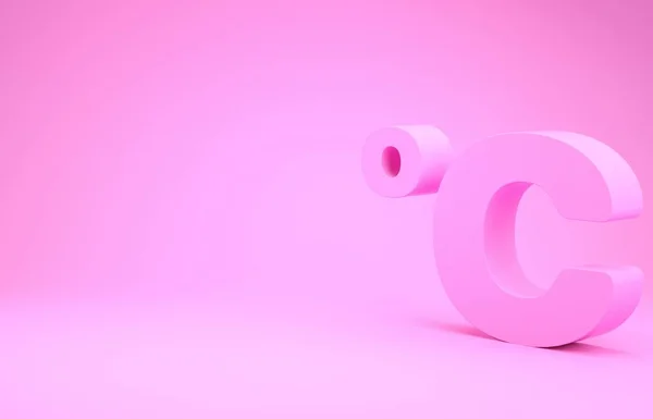 Pink Celsius icon isolated on pink background. Minimalism concept. 3d illustration 3D render — стокове фото