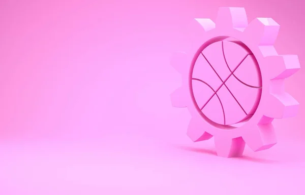 Иконка концепции стратегии розового планирования выделена на розовом фоне. Баскетбольный кубок и тактика. Концепция минимализма. 3D-рендеринг — стоковое фото