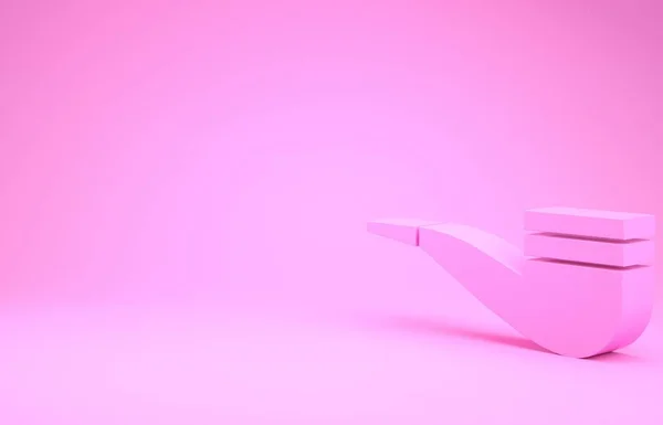 Rosa Pipa de fumar con icono de humo aislado sobre fondo rosa. Pipa de tabaco. Concepto minimalista. 3D ilustración 3D render —  Fotos de Stock