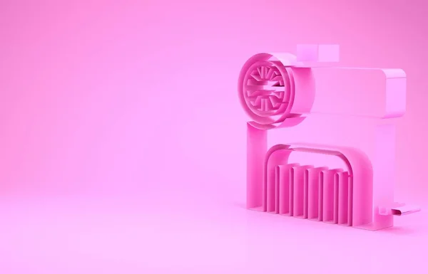 Pink Air compressor icon isolated on pink background. Minimalism concept. 3d illustration 3D render — Stock Photo, Image