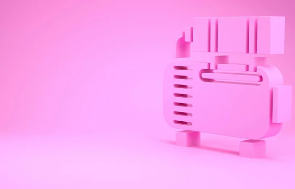 Ícone de compressor de ar rosa isolado no fundo rosa. Conceito de minimalismo. 3D ilustração 3D render — Fotografia de Stock