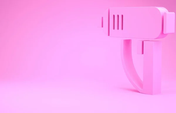 Промышленная сушилка Pink Electric выделена на розовом фоне. Концепция минимализма. 3D-рендеринг — стоковое фото