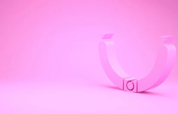 Рожева ковбаса з паровою іконою ізольована на рожевому фоні. На грилі ковбаса та знак аромату. Концепція мінімалізму. 3D ілюстрація 3D рендеринга — стокове фото