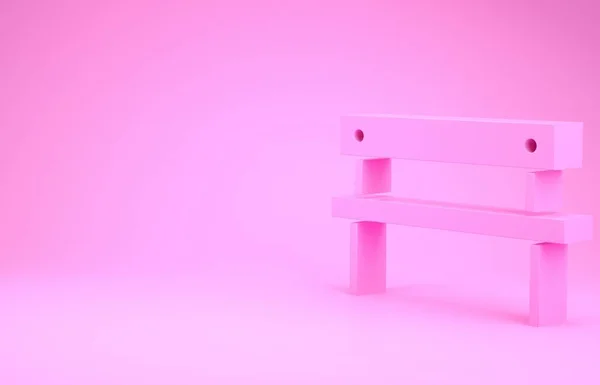Ícone de banco rosa isolado no fundo rosa. Conceito de minimalismo. 3D ilustração 3D render — Fotografia de Stock