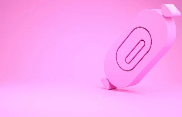 Ícone de salsicha Salame rosa isolado no fundo rosa. Carne delicatessen produto. Conceito de minimalismo. 3D ilustração 3D render — Fotografia de Stock