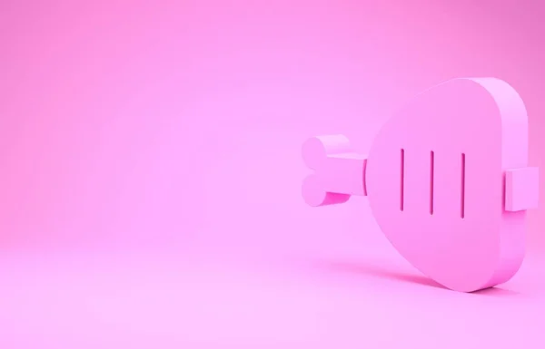 Różowa ikona nogi kurczaka izolowana na różowym tle. Pałeczka z kurczaka. Koncepcja minimalizmu. Ilustracja 3d — Zdjęcie stockowe