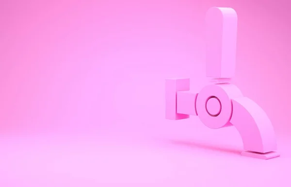 Icône robinet de bière rose isolé sur fond rose. Concept de minimalisme. Illustration 3D rendu 3D — Photo