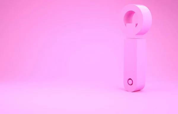 Ícone abridor de garrafa rosa isolado no fundo rosa. Conceito de minimalismo. 3D ilustração 3D render — Fotografia de Stock