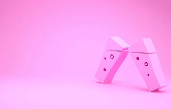Розовый стакан пивной иконки изолирован на розовом фоне. Концепция минимализма. 3D-рендеринг — стоковое фото