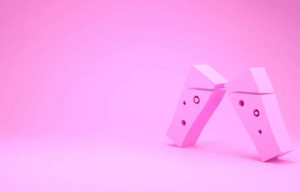 Růžové sklo pivní ikony izolované na růžovém pozadí. Minimalismus. 3D ilustrace 3D vykreslení — Stock fotografie