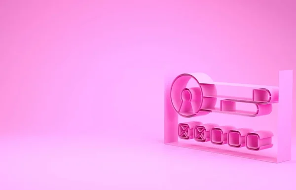 Рожевий Створити піктограму екрана облікового запису ізольовано на рожевому фоні. Концепція мінімалізму. 3D ілюстрація 3D рендеринга — стокове фото