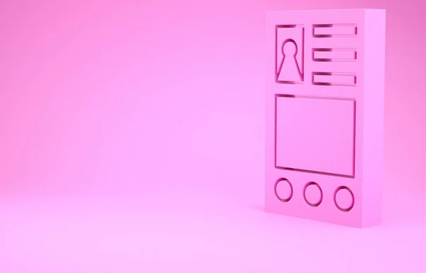 Rosa Criar ícone de tela de conta isolado no fundo rosa. Conceito de minimalismo. 3D ilustração 3D render — Fotografia de Stock