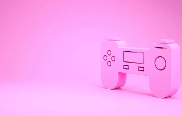 Icône de manette rose isolée sur fond rose. Contrôleur de jeu. Concept de minimalisme. Illustration 3D rendu 3D — Photo