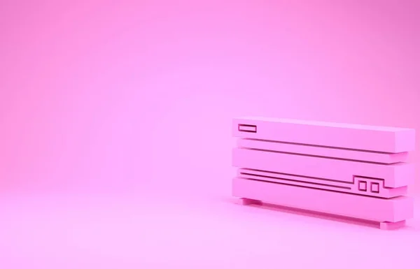 Pink Video herní konzole ikona izolované na růžovém pozadí. Minimalismus. 3D ilustrace 3D vykreslení — Stock fotografie