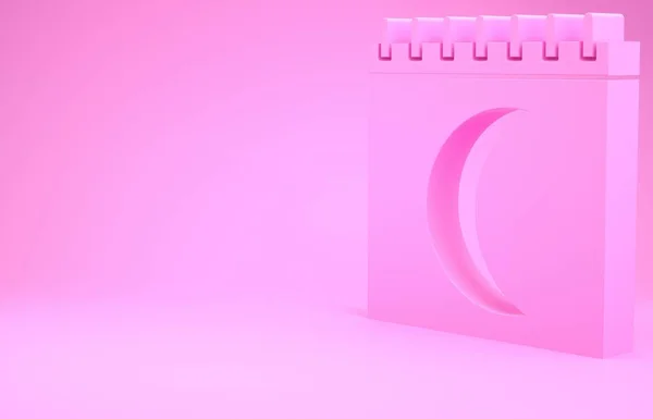 Kalendersymbol rosa Mondphasen isoliert auf rosa Hintergrund. Minimalismus-Konzept. 3D Illustration 3D Renderer — Stockfoto