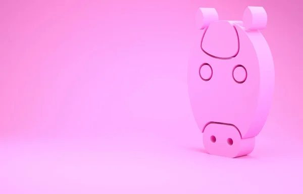 Ícone do signo do zodíaco do cavalo rosa isolado no fundo rosa. Coleção de horóscopo astrológico. Conceito de minimalismo. 3D ilustração 3D render — Fotografia de Stock