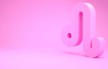 Pembe Leo burç simgesi pembe arka planda izole edilmiş. Astrolojik yıldız falı koleksiyonu. Minimalizm kavramı. 3d illüstrasyon 3d canlandırma