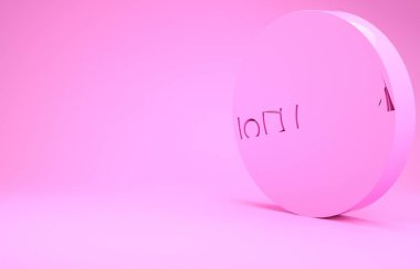 Pembe Astroloji burç çemberi ve pembe arka planda zodyak ikonu var. Minimalizm kavramı. 3d illüstrasyon 3d canlandırma
