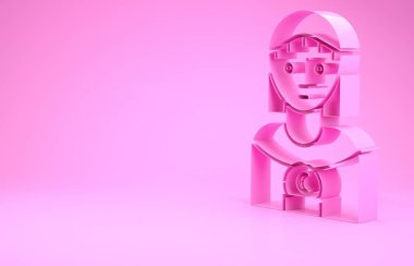 Pembe Astroloji kadın ikonu pembe arka planda izole edilmiş. Minimalizm kavramı. 3d illüstrasyon 3d canlandırma