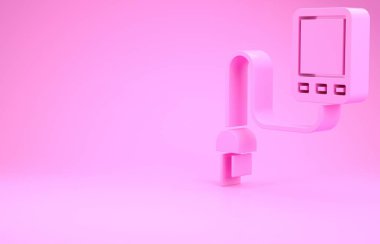 Pembe Sensör simgesi pembe arkaplanda izole edildi. Minimalizm kavramı. 3d illüstrasyon 3d canlandırma