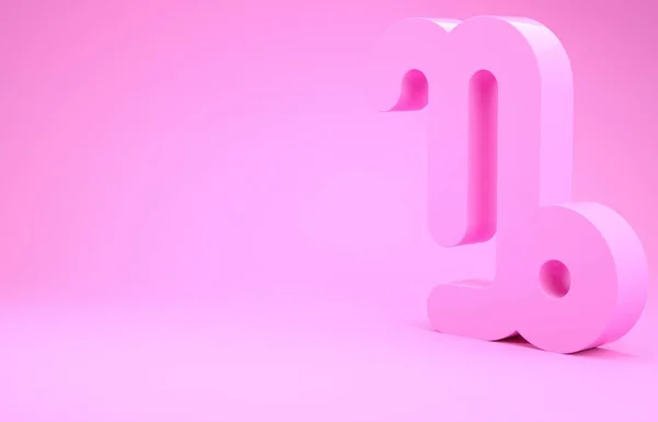 Icono de signo zodiacal Capricornio rosa aislado sobre fondo rosa. Colección de horóscopos astrológicos. Concepto minimalista. 3D ilustración 3D render — Foto de Stock