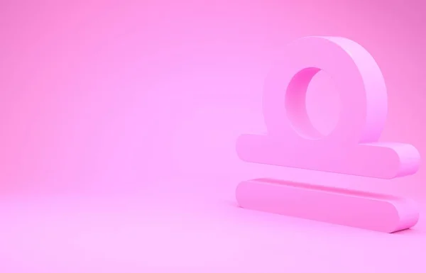 Ícone de signo do zodíaco de Libra rosa isolado no fundo rosa. Coleção de horóscopo astrológico. Conceito de minimalismo. 3D ilustração 3D render — Fotografia de Stock