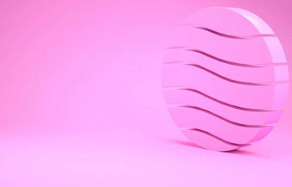 Иконка Pink Planet Jupiter выделена на розовом фоне. Концепция минимализма. 3D-рендеринг — стоковое фото