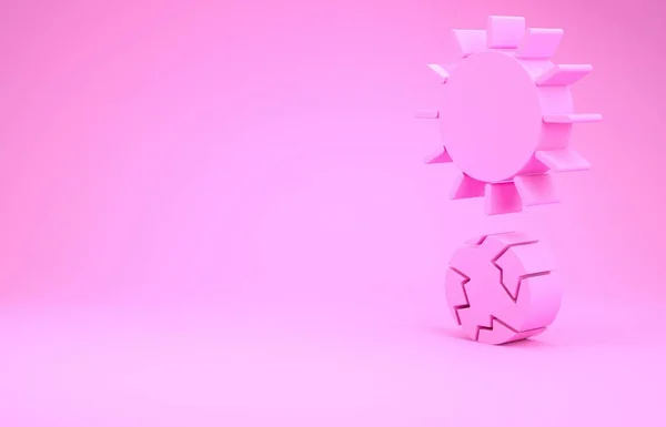 Icône Solstice rose isolée sur fond rose. Concept de minimalisme. Illustration 3D rendu 3D — Photo