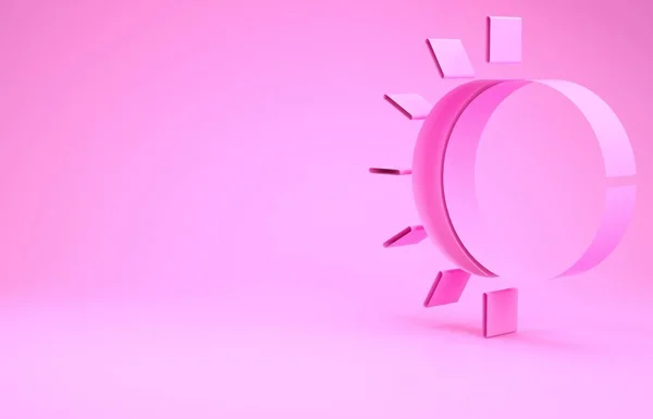 ピンクの背景に隔離された太陽のアイコンのピンクのエクリプス。皆既日食。最小限の概念。3Dイラスト3Dレンダリング — ストック写真