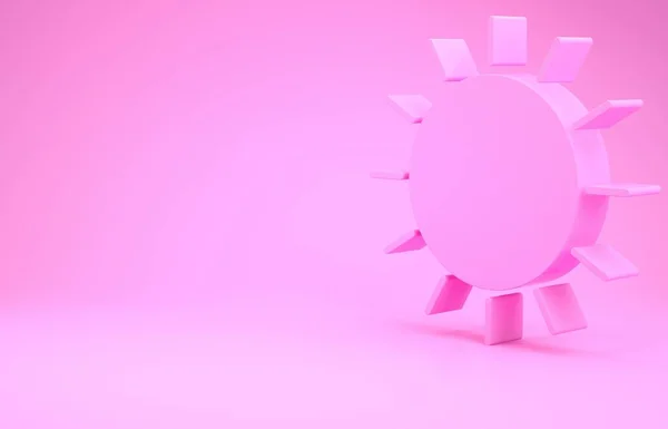 Ікона Pink Sun ізольована на рожевому фоні. Концепція мінімалізму. 3d Illustrated 3d render — стокове фото