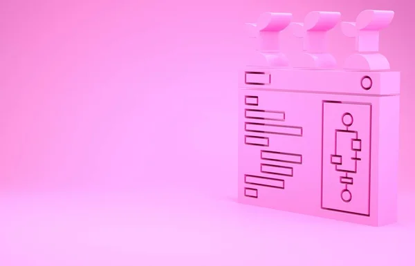 Pink Smart farming technology - farm automation system in app icon isolated on pink background. Minimalism concept. 3d illustration 3D render — 图库照片