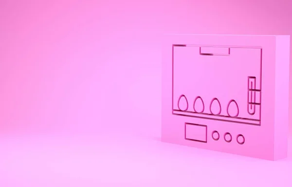 Incubadora rosa para huevos icono aislado sobre fondo rosa. Concepto minimalista. 3D ilustración 3D render —  Fotos de Stock